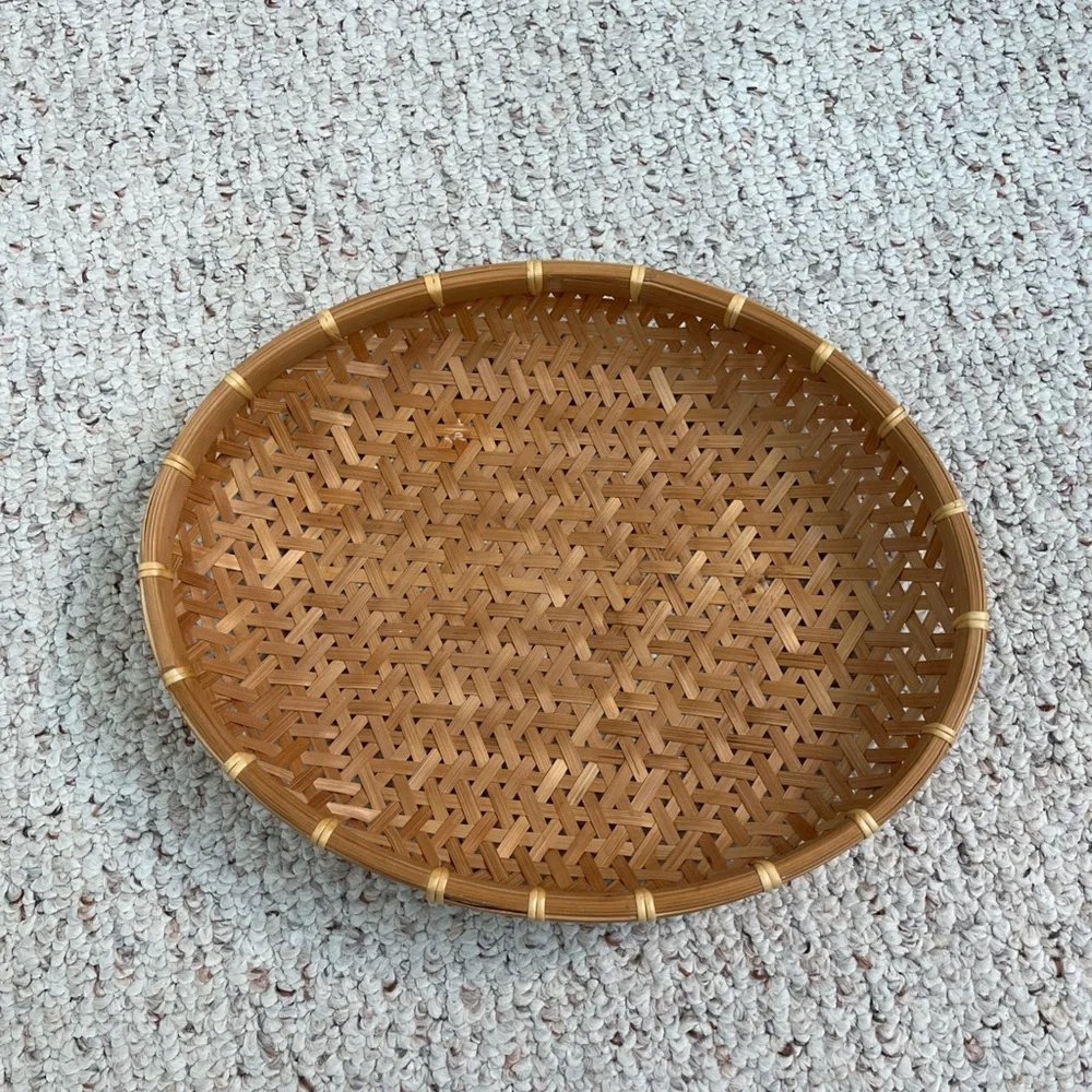Vintage‎ Bamboo Basket oval-shaped fruit basket 12x9.5”